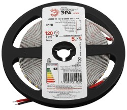 Светодиодная лента Эра 12В 2835 12Вт/м 3500K 5м IP20 LS2835-12-120-12-3500K-IP20-1 year-5m Б0053971