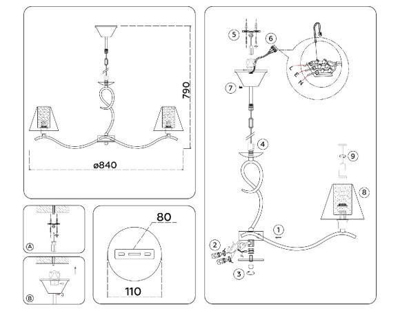 Подвесная люстра Ambrella Light High Light Modern LH57083