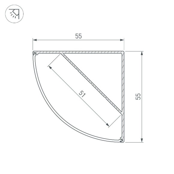Алюминиевый профиль Arlight KANT-H55-2000 ANOD 044578