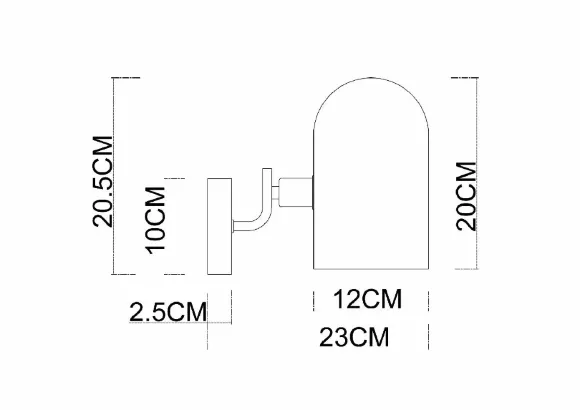 Схема размеров бра Arte Lamp Cassel A5454AP-1PB