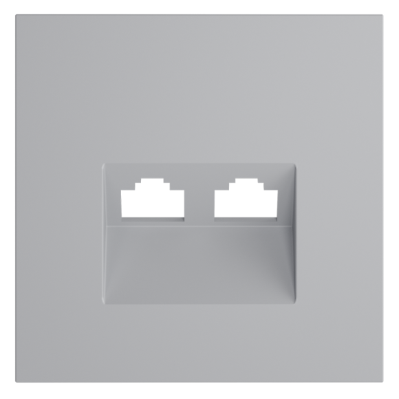 Накладка для розетки компьютерной двойной RJ45+RJ45 кат.6 Voltum S70 (серый) VLS001416