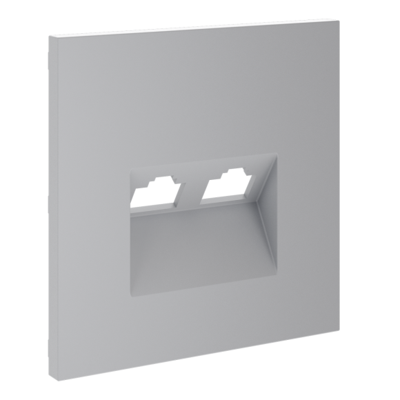 Накладка для розетки компьютерной двойной RJ45+RJ45 кат.6 Voltum S70 (серый) VLS001416