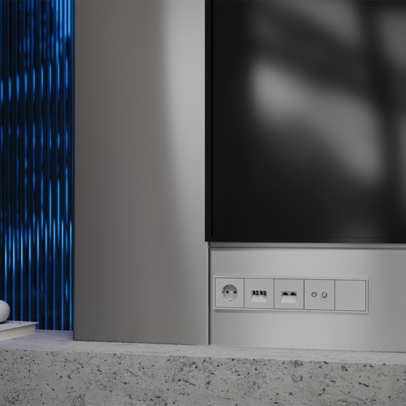 Накладка для розетки компьютерной двойной RJ45+RJ45 кат.6 Voltum S70 (серый) VLS001416