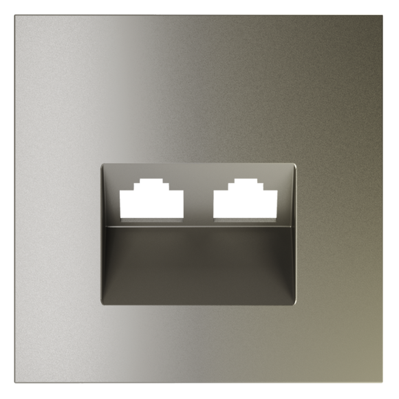 Накладка для розетки компьютерной двойной RJ45+RJ45 кат.6 Voltum S70 (шелк) VLS001404