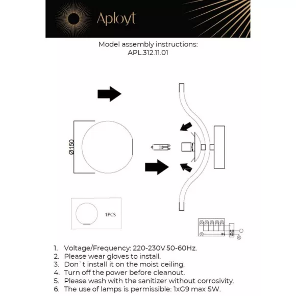 Бра Aployt Jagna APL.312.11.01, крепление