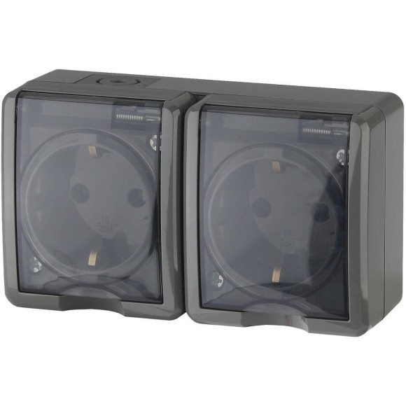 Розетка ЭРА Эксперт 2х2P+E IP54 16A 250V 11-2403-03 Б0020717