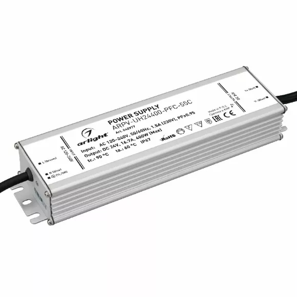 Блок питания Arlight ARPV-UH24400-PFC-55C (24V, 16.7A, 400W, IP67) 040977 Блок питания Arlight ARPV-UH24400-PFC-55C (24V, 16.7A, 400W, IP67) 040977