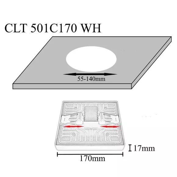 Встраиваемый светодиодный светильник Crystal Lux CLT 501C170 WH, Белый, Нейтральный белый, Алюминий, вид сверху Встраиваемый светодиодный светильник Crystal Lux CLT 501C170 WH, Белый, Нейтральный белый, Алюминий, вид сверху