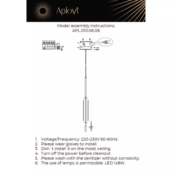 Подвесной светильник APLOYT Carla APL.010.06.08, Теплый белый Подвесной светильник APLOYT Carla APL.010.06.08, Теплый белый