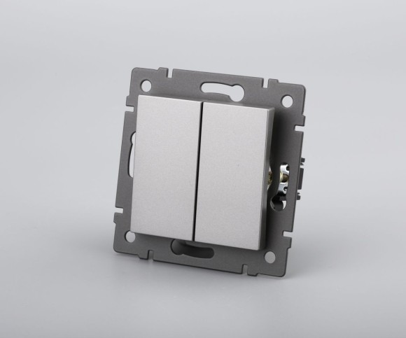 Механизм выключателя двухклавишный самовозвратный Arlight SWT-MKR2-PL-GR-V (250V, 10A) 049885