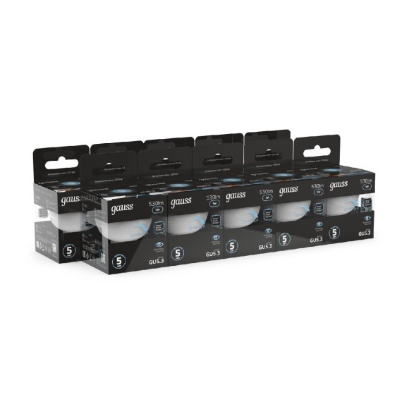 Лампа cветодиодная диммируемая Gauss GU5.3 5W 4100K матовая 101505205-D