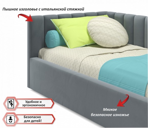 Кровать односпальная Milena 2000x900 с ПМ и матрасом ГОСТ NMB_TE-00004056
