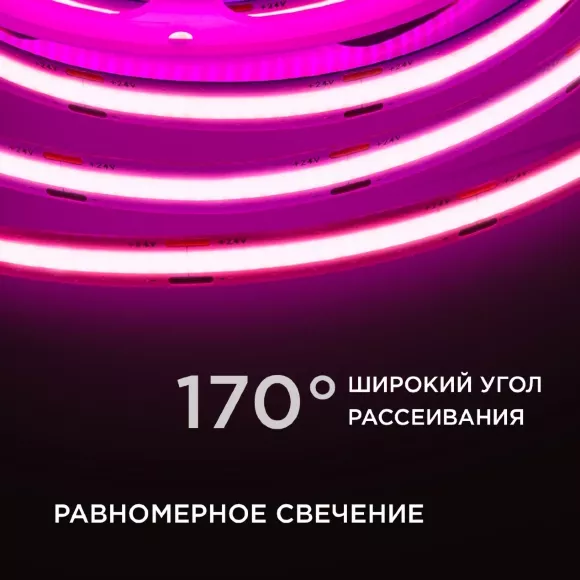 Светодиодная лента Apeyron 2м, 24В, 14Вт/м, COB, 512д/м, IP20 Розовый 205ОО Светодиодная лента Apeyron 2м, 24В, 14Вт/м, COB, 512д/м, IP20 Розовый 205ОО