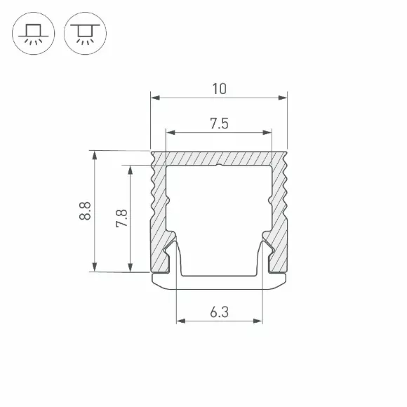 Алюминиевый профиль Arlight SL-MINI-10-2000 ANOD 049017, Серебро