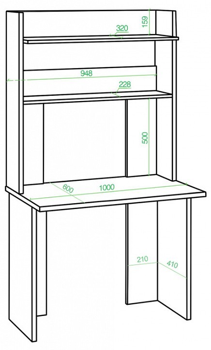 Стол компьютерный Домино Lite СКЛ-Прям100(без тумбы)+НКЛХ-100 MER_SKL-Pryam100bez-tumby-NKLH-100-VK