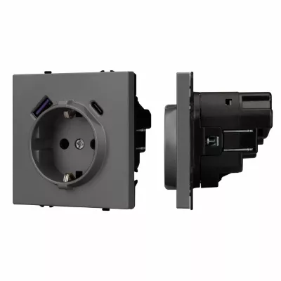 Механизм розетки с USB зарядкой Arlight SCT-NOBE-MUAC-SFPL-GR (230V, 16A) 054287