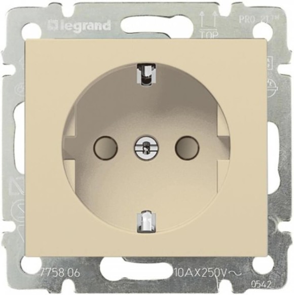 Розетка 2К+3 Legrand Valena 16A 250V с/з со шторками безвинтовой зажим слоновая кость 774122
