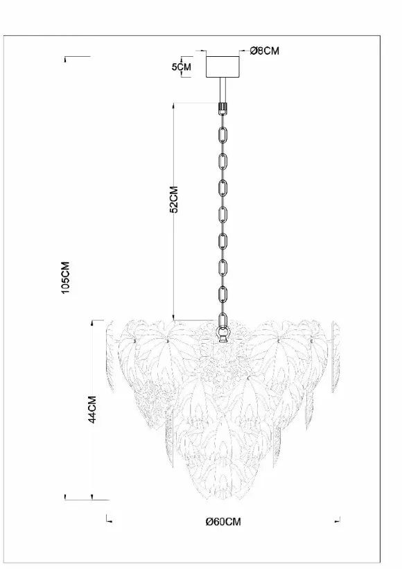 Схема размеров подвесная люстра Arte Lamp Kapri A4078LM-12GO Схема размеров подвесная люстра Arte Lamp Kapri A4078LM-12GO