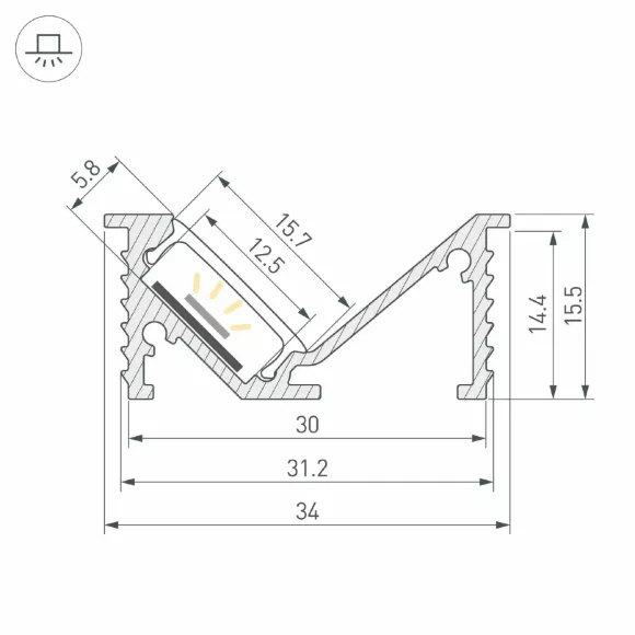 Профиль Arlight SL-BEVEL-W32-F-2000 ANOD BLACK (Алюминий) 063941