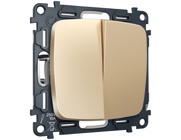 Комплект механизма 2-клавишного перекрестного выключателя Ambrella Volt 10A-250V OMEGA MO603030 Шампань QUANT (OP6030, VM125)