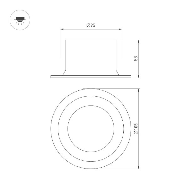 Встраиваемый светильник Arlight MS-DROP-BUILT-R105-14W Day4000 (WH, 85 deg, 230V) 040340