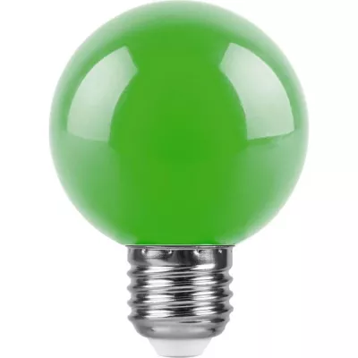 Лампа светодиодная Feron E27 3W зеленый Шар Матовая LB-371 25907