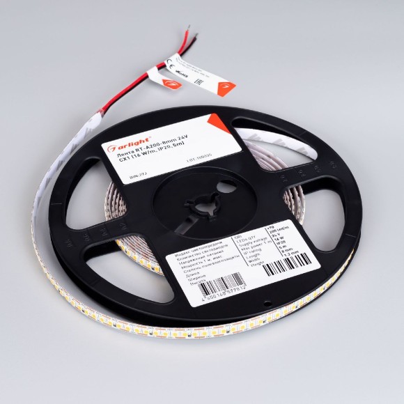 Светодиодная лента Arlight RT-A200-8mm 24V Warm3000-CX1 (16 W/m, IP20, 5m) 046941