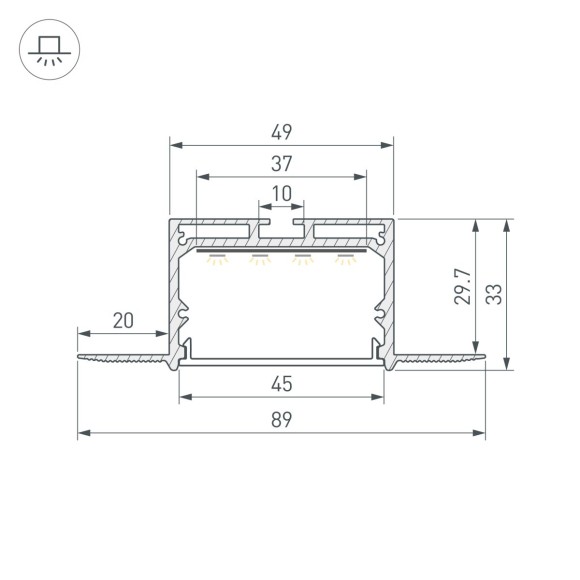 Профиль Arlight LINIA45-FANTOM-3000 ANOD (Алюминий) 059471