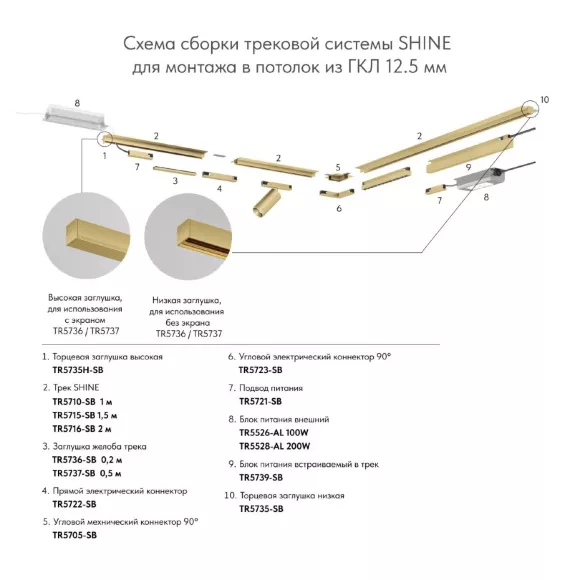 Заглушка Denkirs Shine base TR5736-SB, механизм регулировки