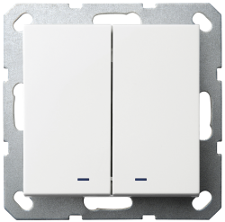 Выключатель двухклавишный перекрестный Jasmart со светодиодами с накладкой 10A 250V белый глянцевый G3023NW