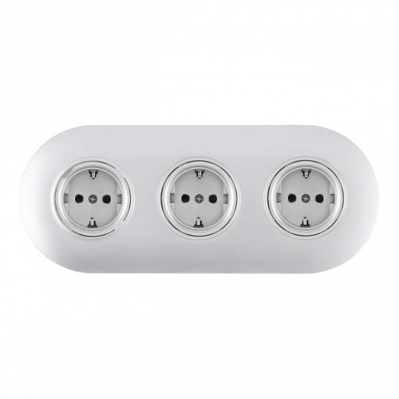 Круглая розетка тройная (трехпостовая) с/з и шторками Arte Milano SET08-3-40-1x3 silver