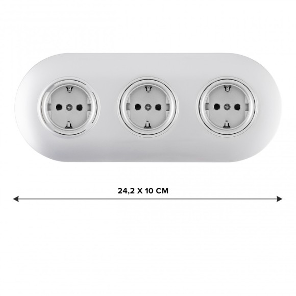 Круглая розетка тройная (трехпостовая) с/з и шторками Arte Milano SET08-3-40-1x3 silver