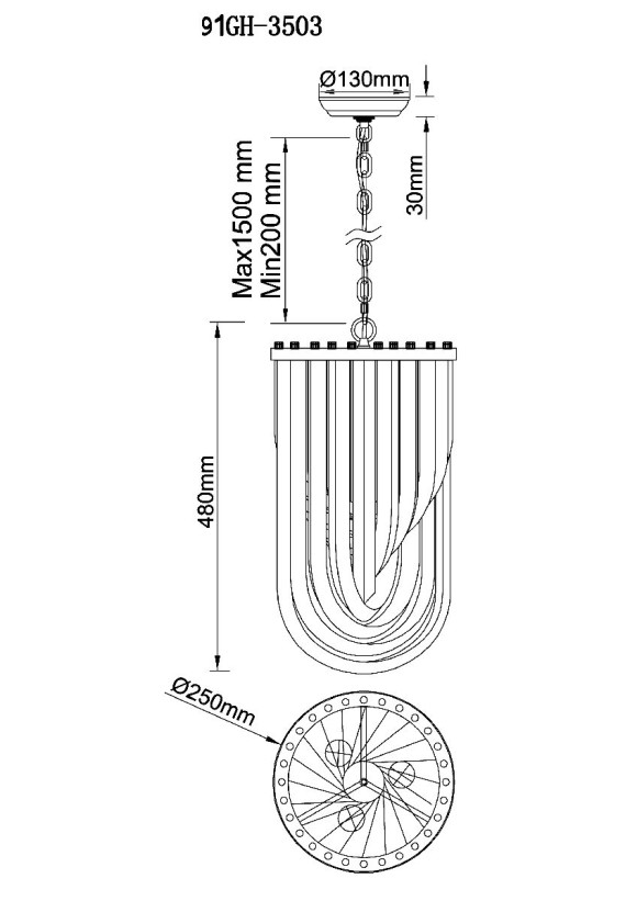 Подвесная люстра Garda Decor 91GH-3503
