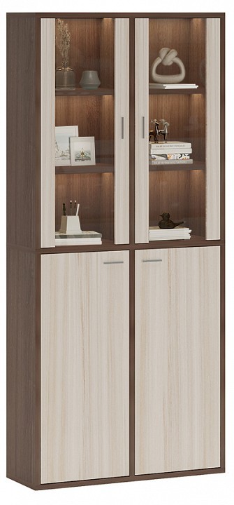 Шкаф-витрина Домино СУ(ш2в2)+2ФС+2ФГ MER_SUsh2v2-2FS-2FG-SHK-shamoni-CH-karamel