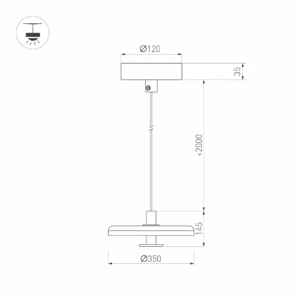 Подвесной светильник Arlight SP-KOTARO-R350-12W Warm3000 (BG-BG, 36 deg, 230V, TRIAC) 057228, Теплый белый, >95