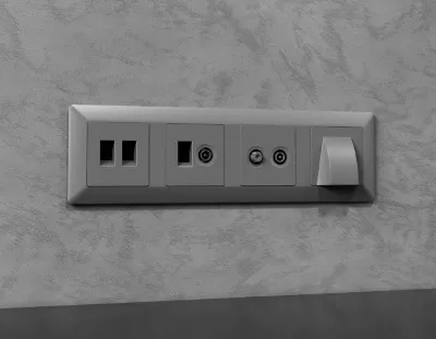 Комплект механизма розетки компьютерной + TV оконечной RJ-45 с автоматической защитной шторкой Alfa Сталь матовый Quant Ambrella Volt MA512510 (AP5125, VM195)