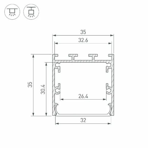 Алюминиевый профиль Arlight LINE-M-3535-2500 BLACK 053424 Алюминиевый профиль Arlight LINE-M-3535-2500 BLACK 053424