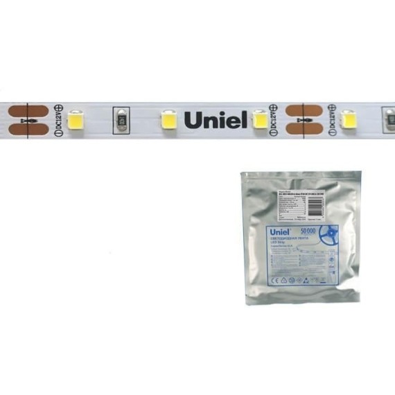 Светодиодная лента Uniel ULS-2835-60LED/m-8mm-IP20-DC24V-6W/m-5M-DW катушка в герметичной упаковке