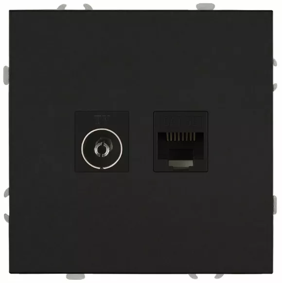 Розетка Эра Galaxy 15-3110-05 комбинированная RJ45+TV IP20 антрацит Б0070784 Розетка Эра Galaxy 15-3110-05 комбинированная RJ45+TV IP20 антрацит Б0070784