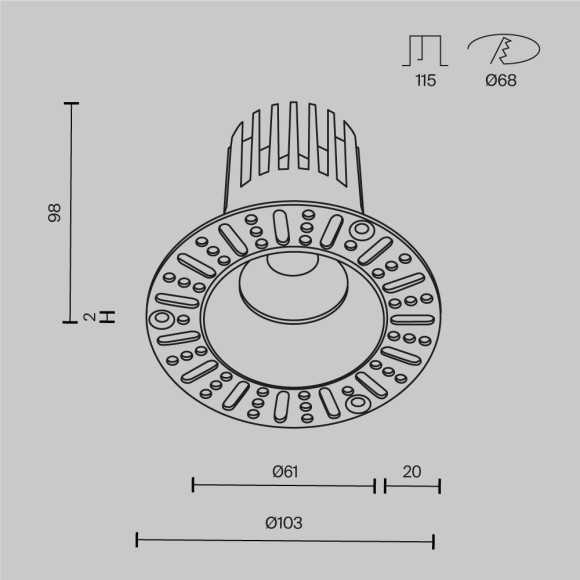 Встраиваемый светильник Maytoni Dip DL121-15W-4K-TRS-B