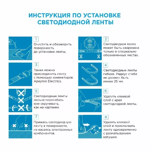 Светодиодная лента Apeyron 12В 5050 7,2Вт/м 3000К 600Лм/м 5м IP20 00-437 Светодиодная лента Apeyron 12В 5050 7,2Вт/м 3000К 600Лм/м 5м IP20 00-437