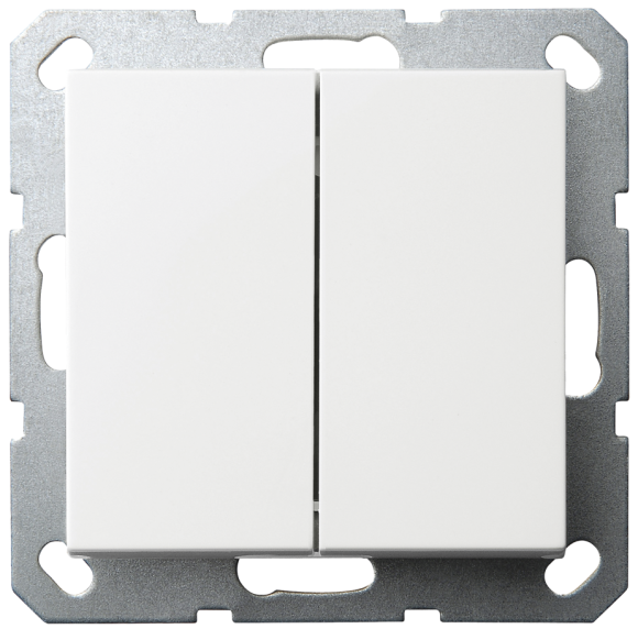 Выключатель двухклавишный проходной Jasmart с накладкой 10A 250V белый глянцевый G3022W