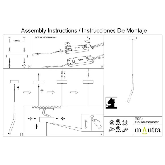Подвесной светильник Mantra Boomerang 9356+9245 (1L)