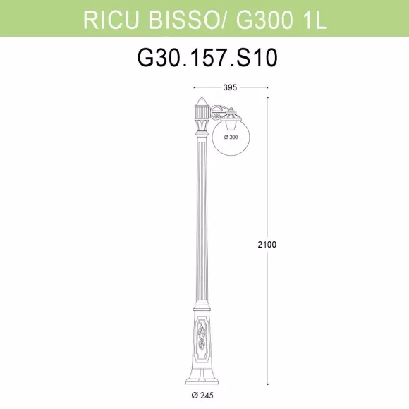 Уличный фонарь Fumagalli Ricu Bisso/G300 1L G30.157.S10.BXE27, Бронза, Прозрачный, Композит Уличный фонарь Fumagalli Ricu Bisso/G300 1L G30.157.S10.BXE27, Бронза, Прозрачный, Композит