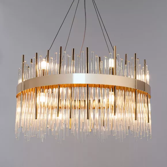 Подвесная люстра Arte Lamp Acapulco A1007SP-12GO, Матовое золото, Прозрачный, Золото, крупный план Подвесная люстра Arte Lamp Acapulco A1007SP-12GO, Матовое золото, Прозрачный, Золото, крупный план