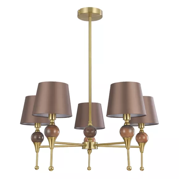Люстра на штанге Lumion Classi Eletra 8417/5, Латунь, Коричневый, Металл Люстра на штанге Lumion Classi Eletra 8417/5, Латунь, Коричневый, Металл