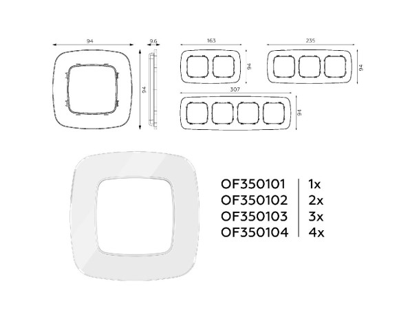 Рамка четырехместная Ambrella Volt Radian OF350104