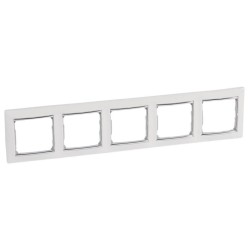 Рамка 5-постовая Legrand Valena белая/серебряный штрих 770495