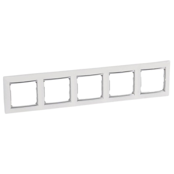 Рамка 5-постовая Legrand Valena белая/серебряный штрих 770495