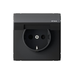 Розетка с заз.со шт.с крышк, 16А, IP44, механизм, быстрозажим. Клем. Systeme Electric ArtGallery Карбон GAL441046S